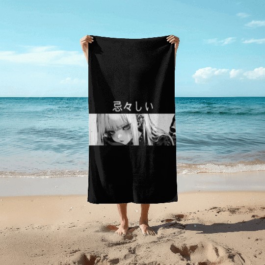 Sad Girl Goth Harajuku Grunge Aesthetic Anime Dark Beach Towels