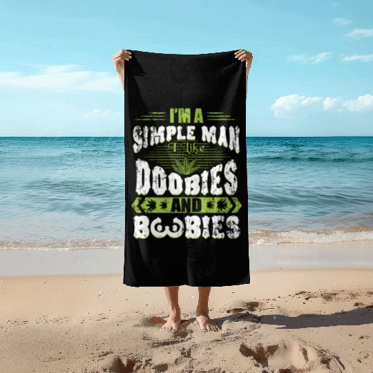 Marijuana Doobies And Boobies Smoking Pot Weed Beach Towels