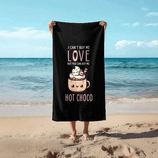 Warm Embrace of Sweet Hot Chocolate - Cozy Love Beach Towels