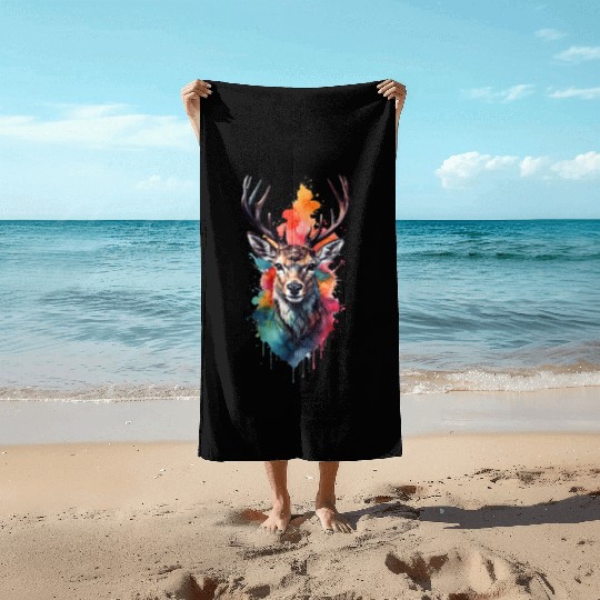 Colorful Swamp Deer Beach Towels