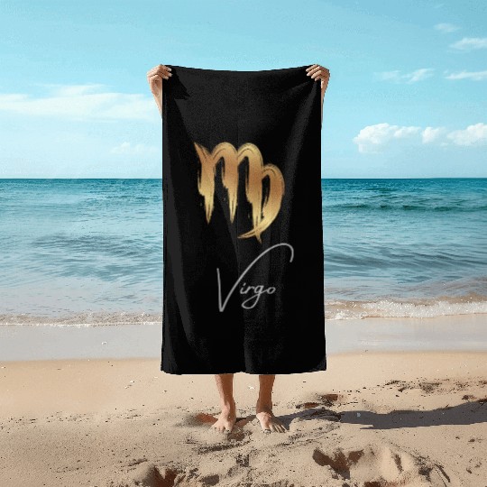 Virgo zodiac sign Beach Towels