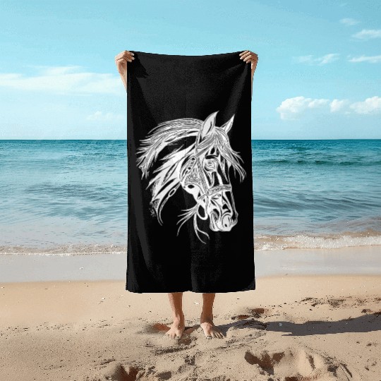 Racy Horse With Mane Horse Dressage Equestrian Beach Towels