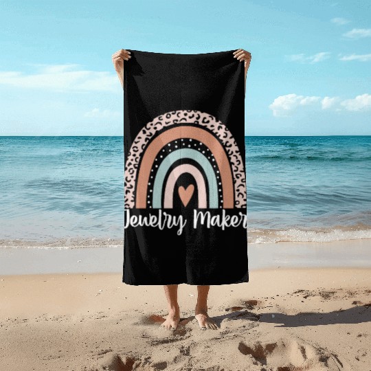 Jewelry Maker Rainbow Leopard Funny Jewelry Maker Beach Towels