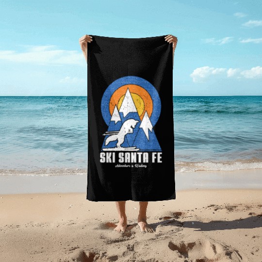 Retro Ski Santa Fe White Fox Beach Towels