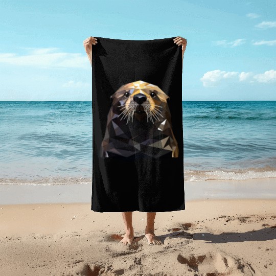 Geometric Style Sea Otter Beach Towels