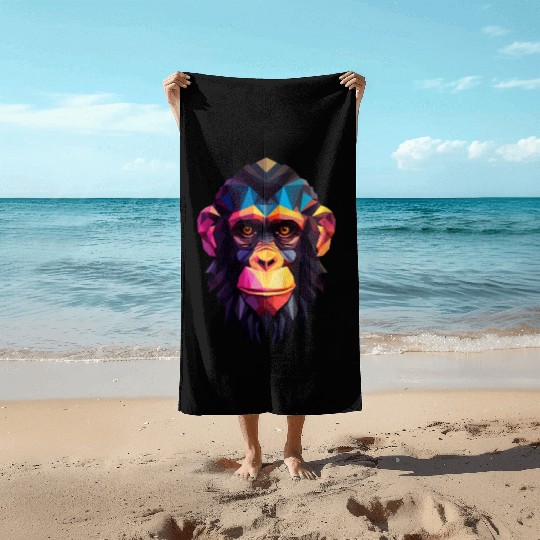 Geometric Style Chimpanzee Beach Towels