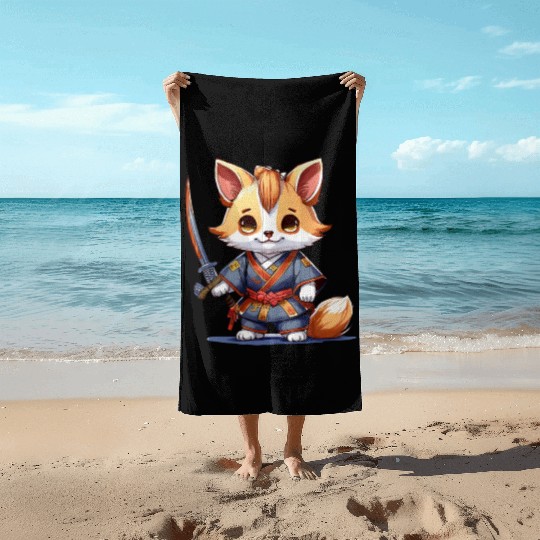 Samurai Paws Beach Towels