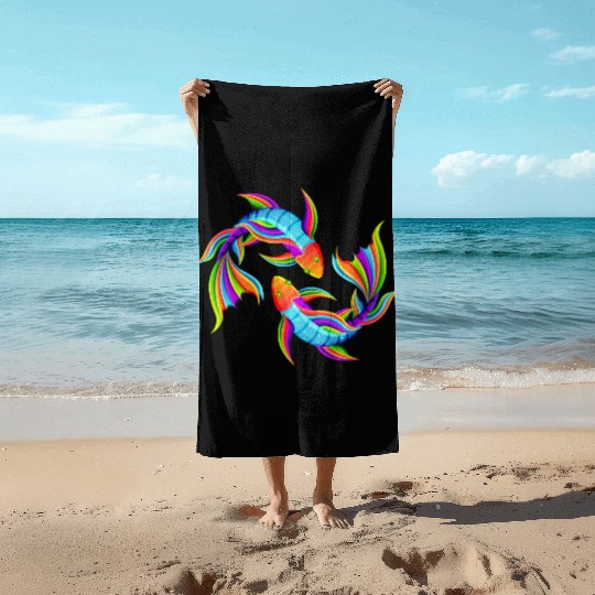 Fish galaxy Beach Towels