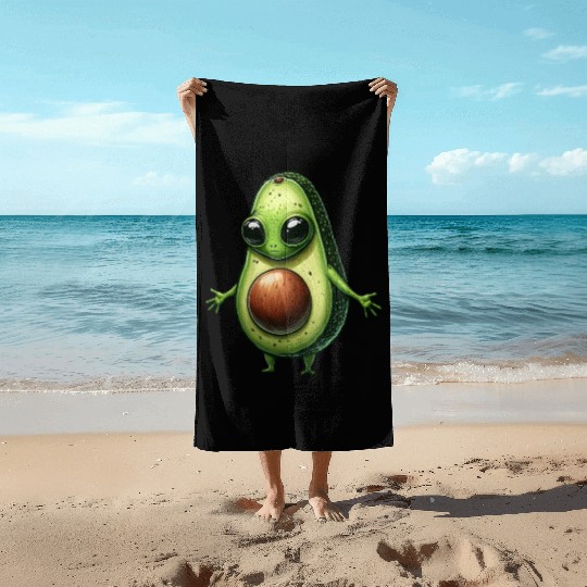 Avocado alien Beach Towels