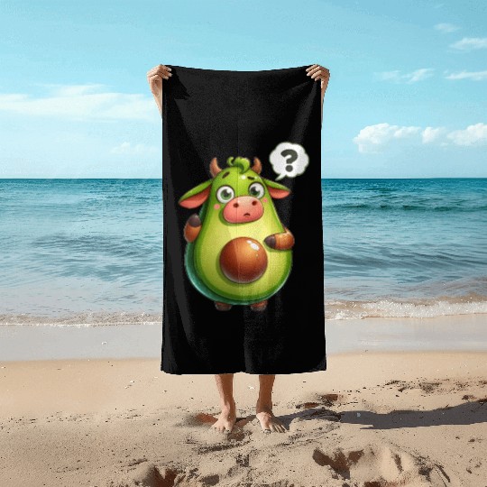 Avocado cow Beach Towels