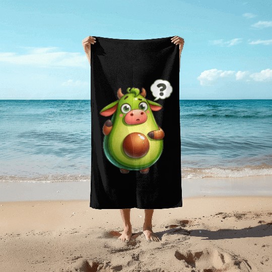 Avocado cow Beach Towels