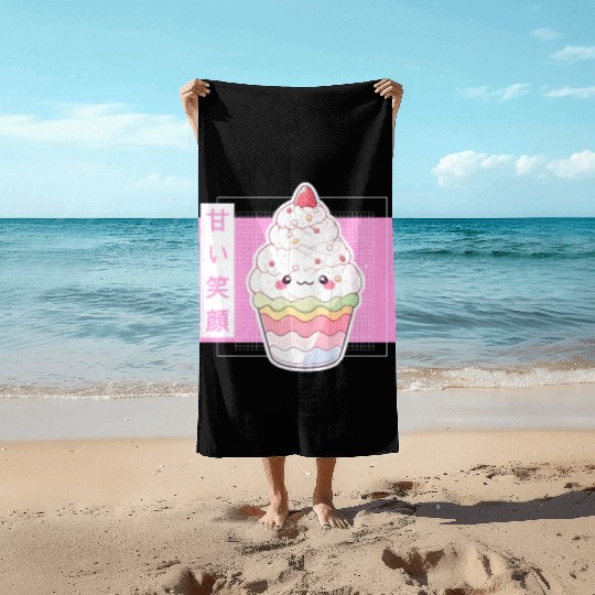Kawaii Strawberry Cupcake Cute Pastel Japanese Aes Beach Towels