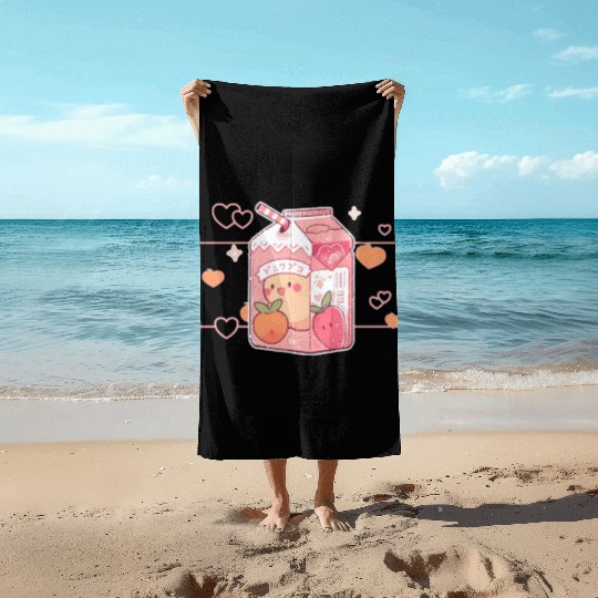 Peach Juice Fruit Drink Japanese Kawaii Aesthetic Beach Towels