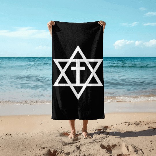 Messianic Cross Star of David Beach Towels