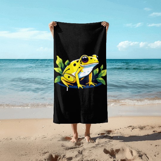 Golden Poison Frog Illustration Beach Towels