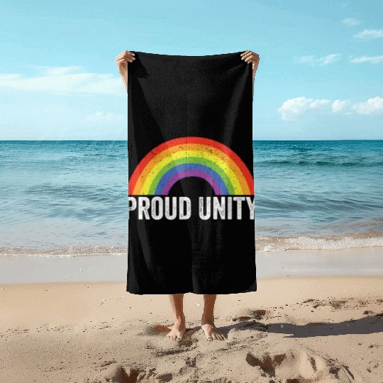 Proud Unity Gay Pride LGBT Ally Rainbow Flag Beach Towels