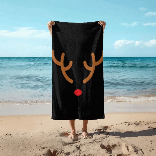 Reindeer Antlers Red Nose Beach Towels