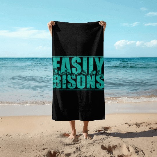 Easily Distracted by Bisons Animal Beach Towels