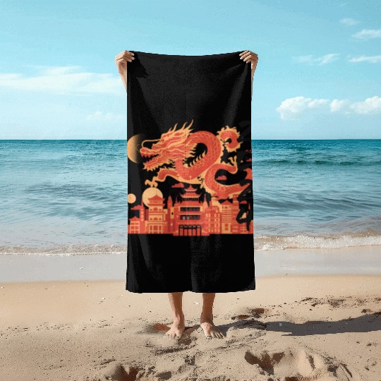 Year Of The Dragon Beach Towels | chinese lanterns