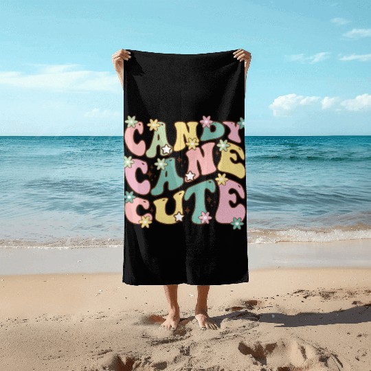 Candy cane cute Beach Towels
