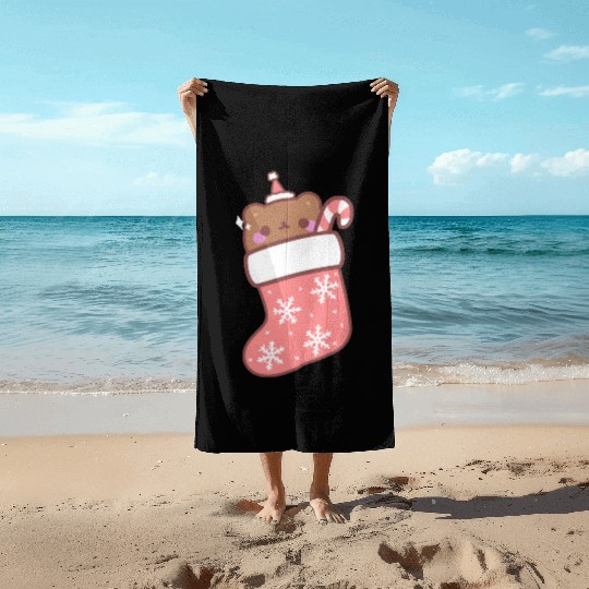 Teddy bear in a boot Beach Towels