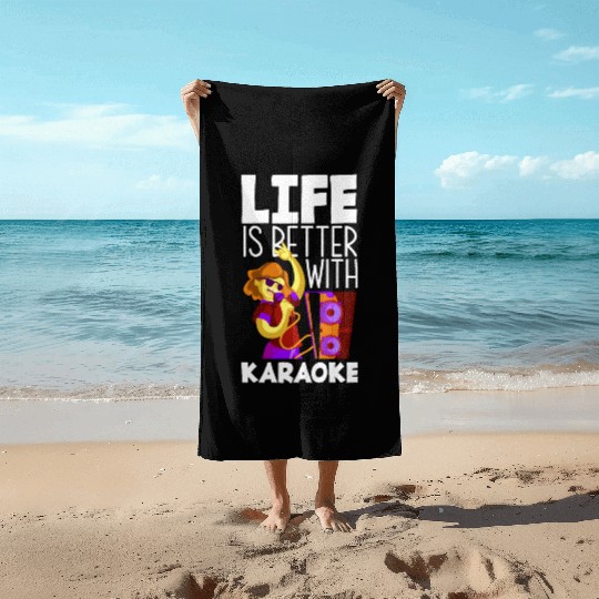 Funny Karaoke Singer Singing Musician Karaoke Gift Beach Towels