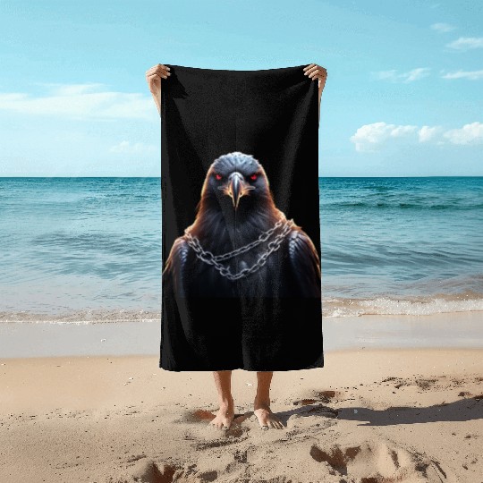 Eagle Caged Thunder: A Heavy Metal Eddie Beach Towels