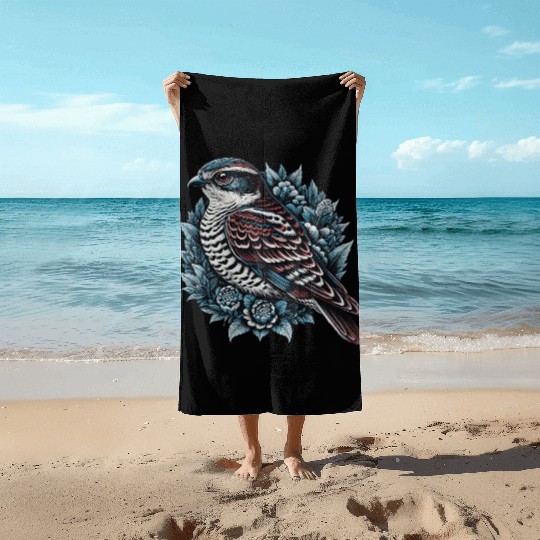 Sparrow Hawk Bird of Prey Beach Towels for Avid Bird Lovers