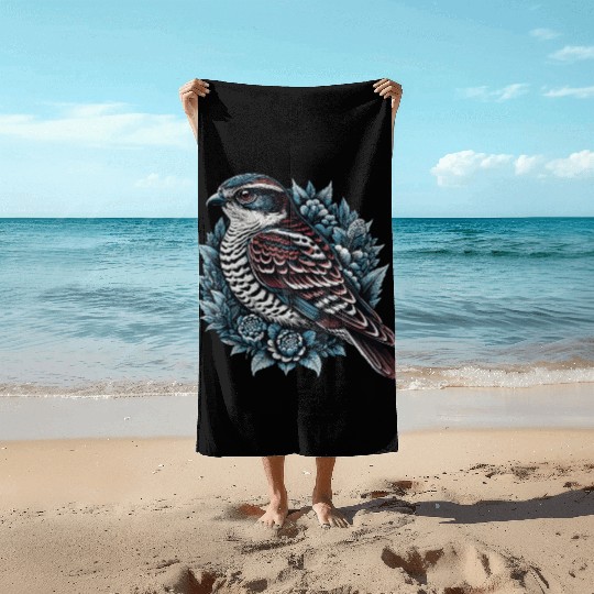 Sparrow Hawk Bird of Prey Beach Towels for Avid Bird Lovers