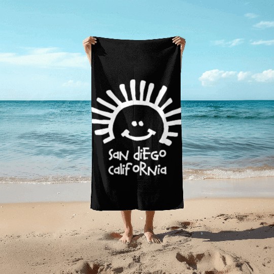 San Diego California Sun Smiley Face Souvenirs Beach Towels