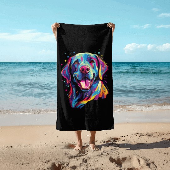 Watercolor Colorful Labrador Lab Beach Towels