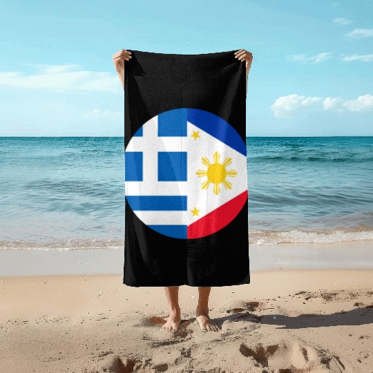 Greek Filipino flags Beach Towels
