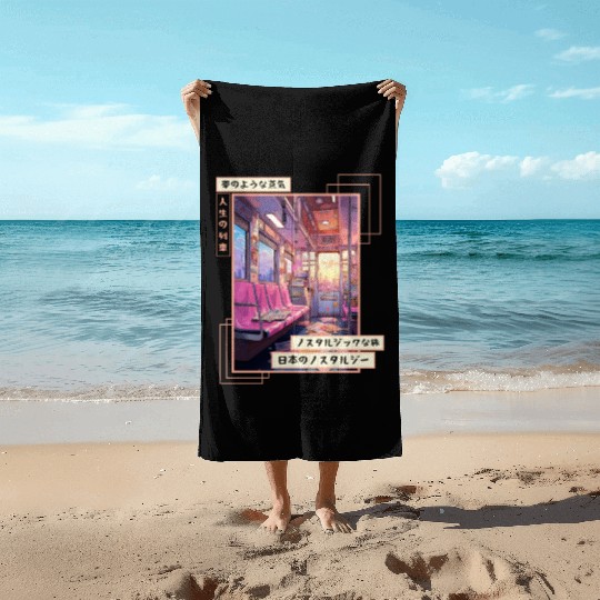 Japanese Aesthetic Subway Streetwear Vaporwave Ret Beach Towels