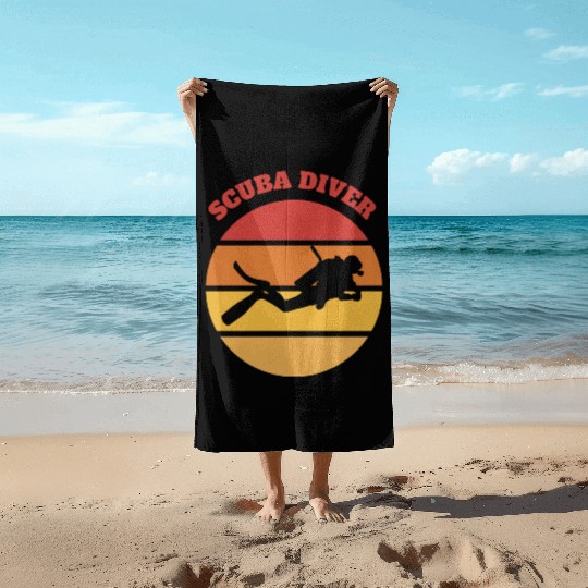 Sunset Dive Silhouette Beach Towels