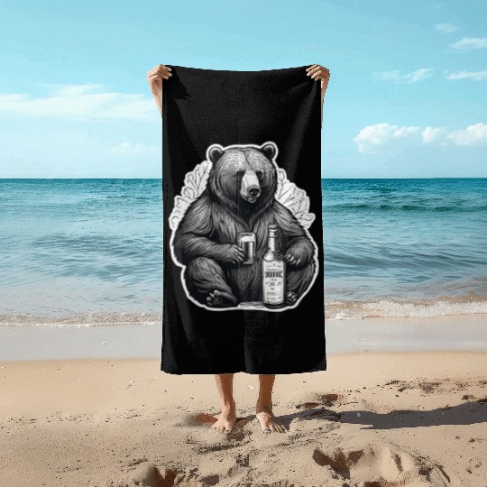 grizzly bear Beach Towels