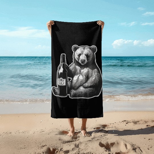 grizzly bear Beach Towels