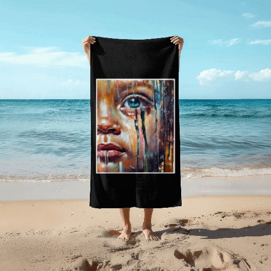 Abstract Sad Girl Unhappy People Sadness Beach Towels
