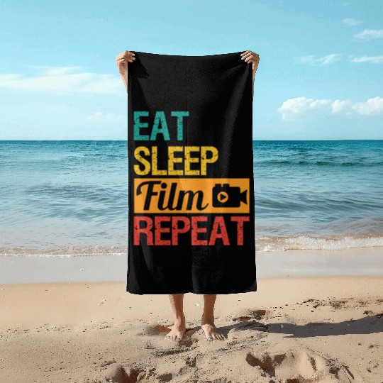 Eat Sleep Film repeat Movie Director Filmmaker Beach Towels