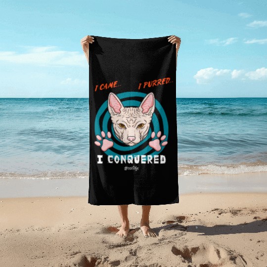 Cute kawaii cat Beach Towels