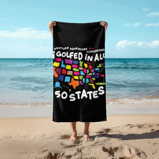 I Golfed in all 50 States USA Map Golf Bucket List Beach Towels