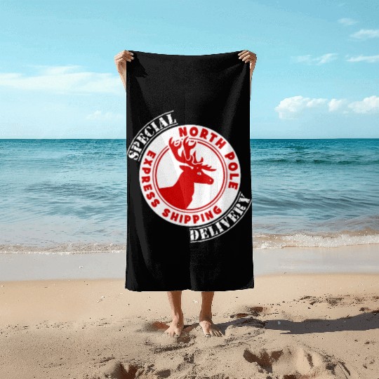 NORTH POLE SPECIAL DELIVERY Beach Towels