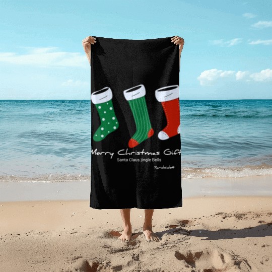 Santa Claus jingle Bell Merry Christmas Gift socks Beach Towels