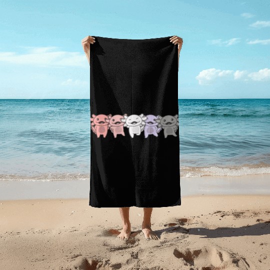 Cupioromantic Flag Pride Lgbtq Axolotl Beach Towels