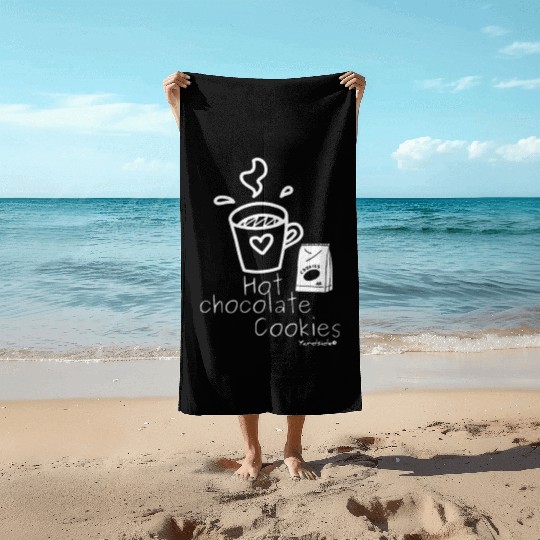 Hot chocolate cookies Yardside font logo white Beach Towels
