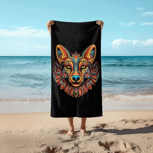 German Shepherd Funny Dog Street Art Comic Pet Beach Towels