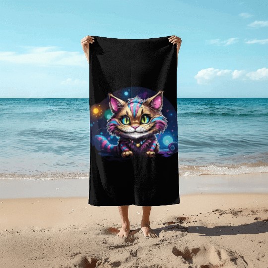 Fantasy Cheshire Cat Smile, Alice in Wonderland Beach Towels