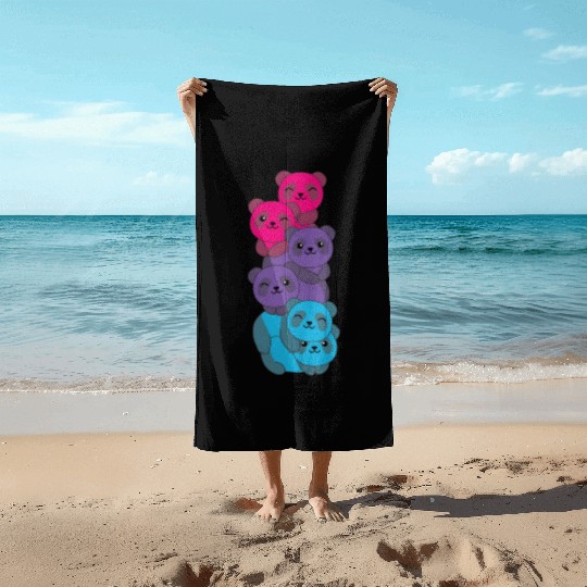 Androgynous Flag Pride Lgbtq Cute Panda Beach Towels