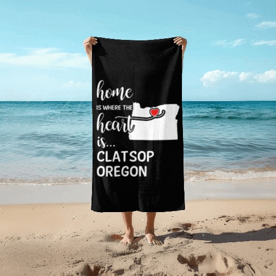 Clatsop County Oregon Is Where My Heart Is Gift Beach Towels