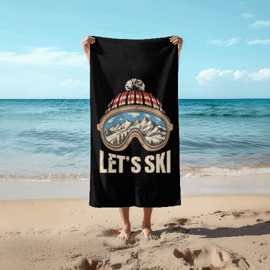 Let's Ski skiing lover Beach Towels