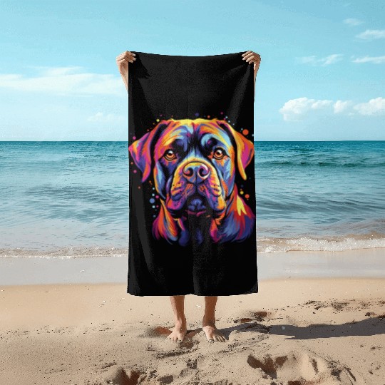 Watercolor Colorful Cane Corso Beach Towels